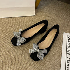 Women's Autumn Shallow Mouth Fat Feet Black