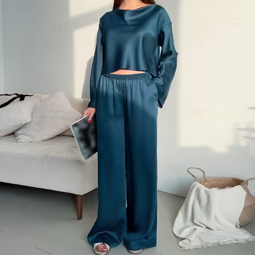 Pyjama fin en soie artificielle, confortable et frais, pour la maison