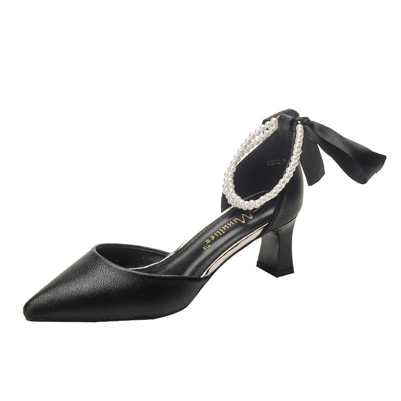 Classic Women's Chunky Hollow Black Professional Heels