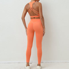 Yoga Suit Elastic Back Nude Feel Workout Quick Drying Breathable Sports Body Hugging Suit