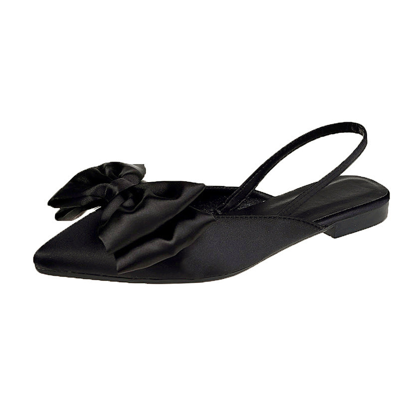 Damen Sommer Europäische Waren Seide Schleife Spitzschuh Einfach