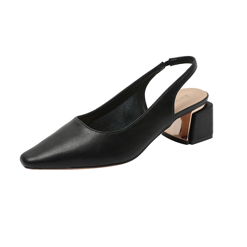Women's Genuine Closed Toe Summer Square Chunky