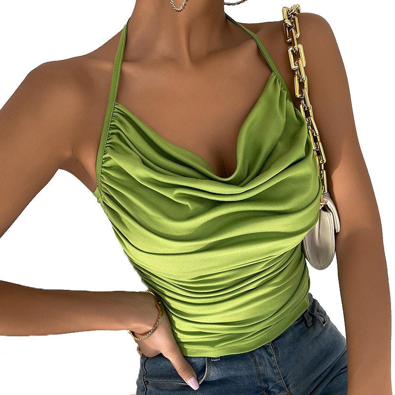 Pile Collar Show Chest Little Suspenders Top