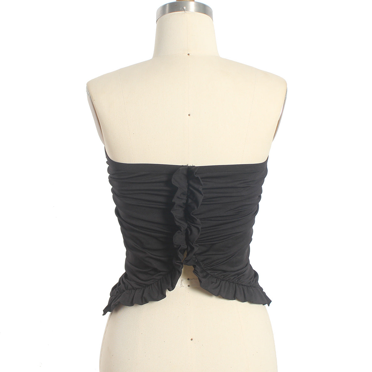 Bare Cropped Slim Fit Pleating Tube Top