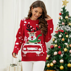 Source Sweater Christmas Elk Sweater Thick round Neck Christmas Sweater