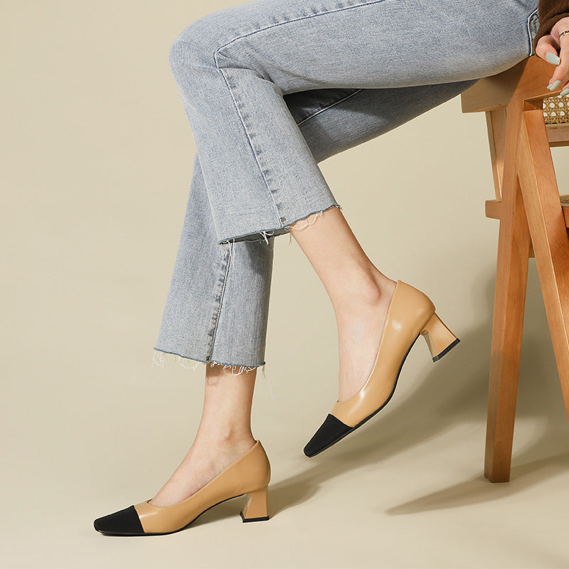 Women's Toe Chunky Stylish Spring Korean Style Color