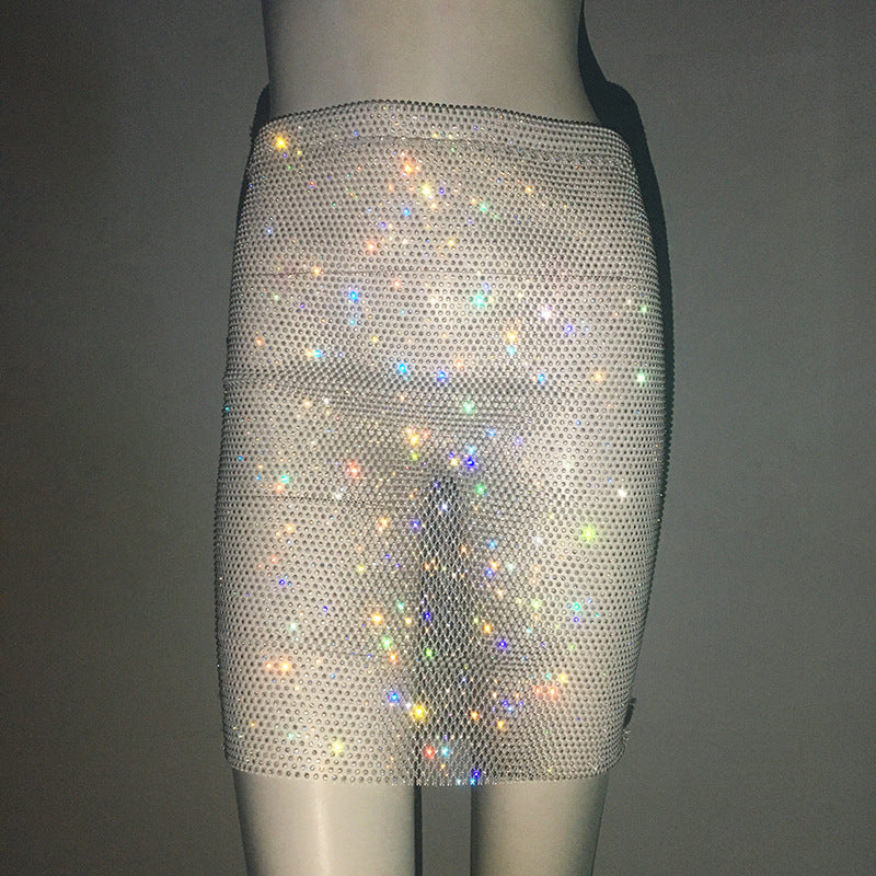 Rhinestone Fishnet Top Slim Music Festival Sweet Spicy Fengshui Diamond Top