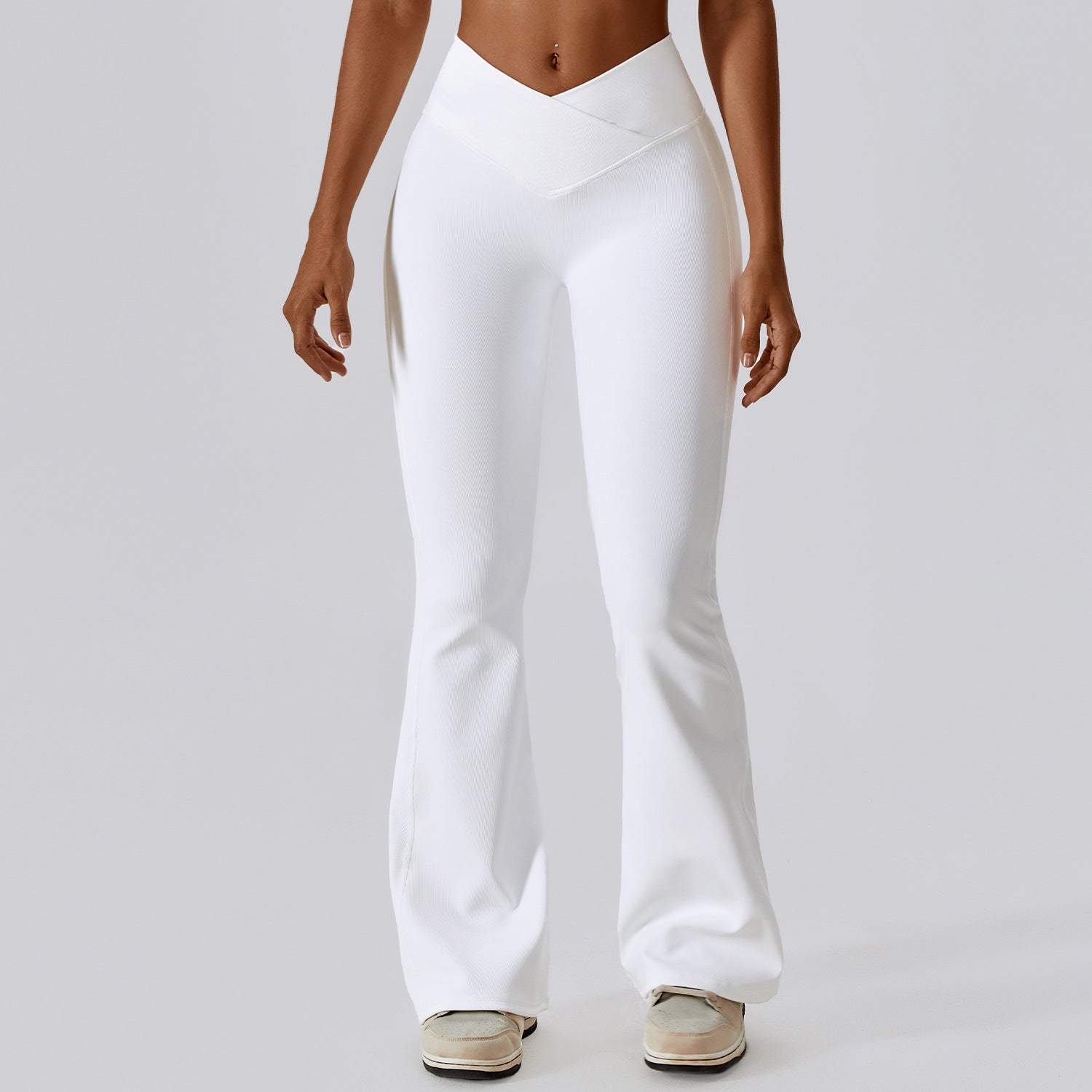 Cross High Waist Yoga Bell Bottom Pants Dance Sports Wide Leg Pants Casual Hip Lifting Fitness Bootcut Trousers