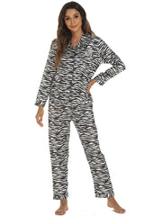 Home Wear Suit Pajamas Satin Cardigan Long Sleeve Long Sleeve Autumn