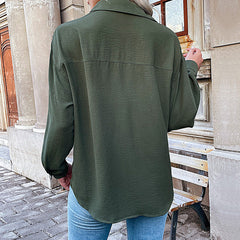 Polo Collar Solid Color Shirt