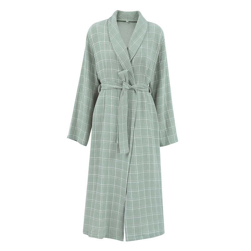 Hotel Bathrobe Texture Pure Cotton Breathable Long Casual Pajamas Home Wear