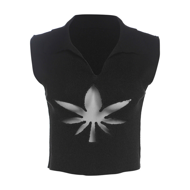 Cropped Hollow Out Cutout Slim Thin Looking Cool Street Knitted Top