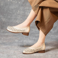 Chunky Hollow Beef Tendon Soft Bottom Heels