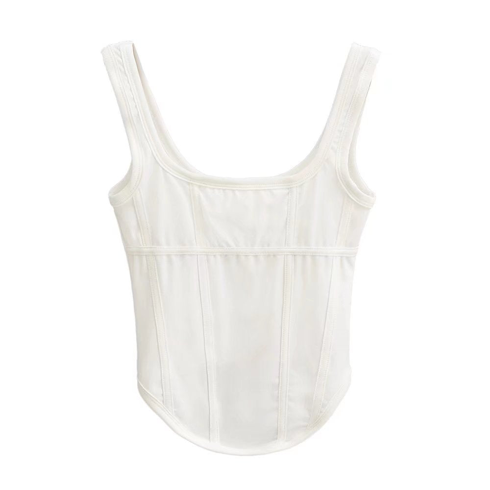 Curved Hem Exposed cropped Niche All-Match Wear Boning Corset Boning Corset Camisole