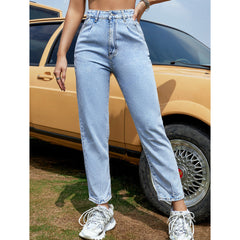 Pantalon en jean skinny taille haute, droit, ample et polyvalent