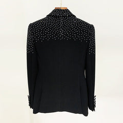Ensemble blazer et jupe slim à un bouton avec strass pour célébrités