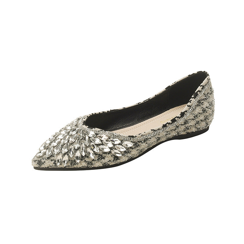 Women's Flat Spring Rhinestone Slip-on Gentle Lei