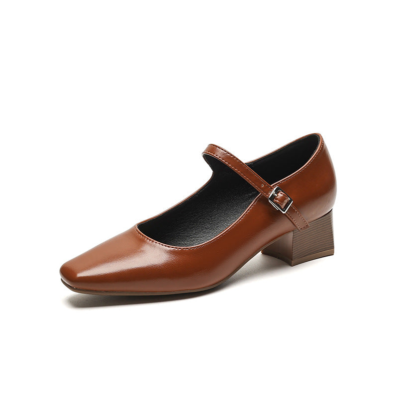 Women's Pointed High Spring Strap French Style Pumps Vintage Heels