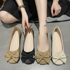 Women's Bottom Pumps Spring Bow Comfortable Peas Shallow Mouth