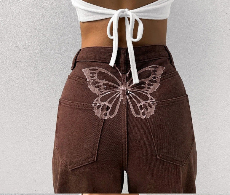 Jean imprimé taille haute