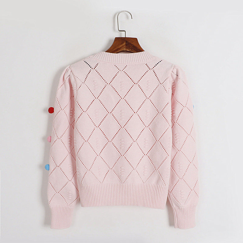 Pullover mit Rundhalsausschnitt und Puffärmeln