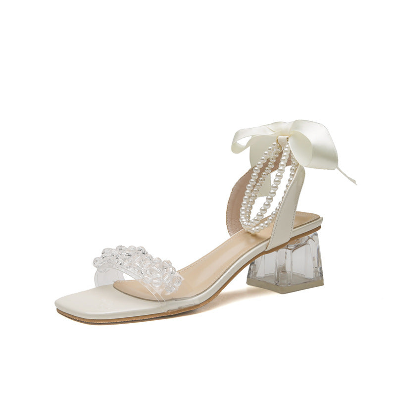 Women's Summer Chunky Comfortable French Pearl Ribbon