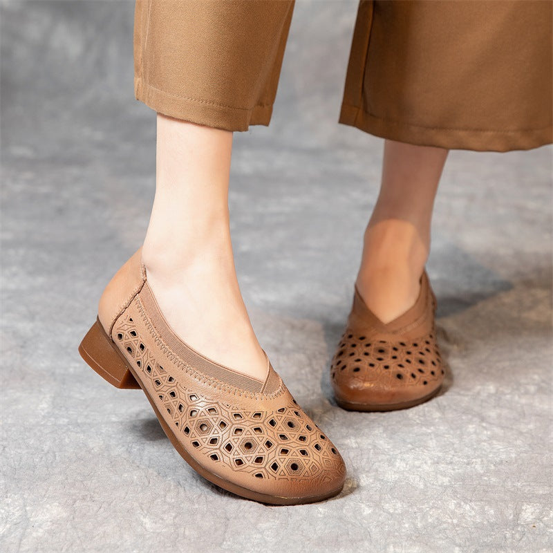 Chunky Hollow Beef Tendon Soft Bottom Heels