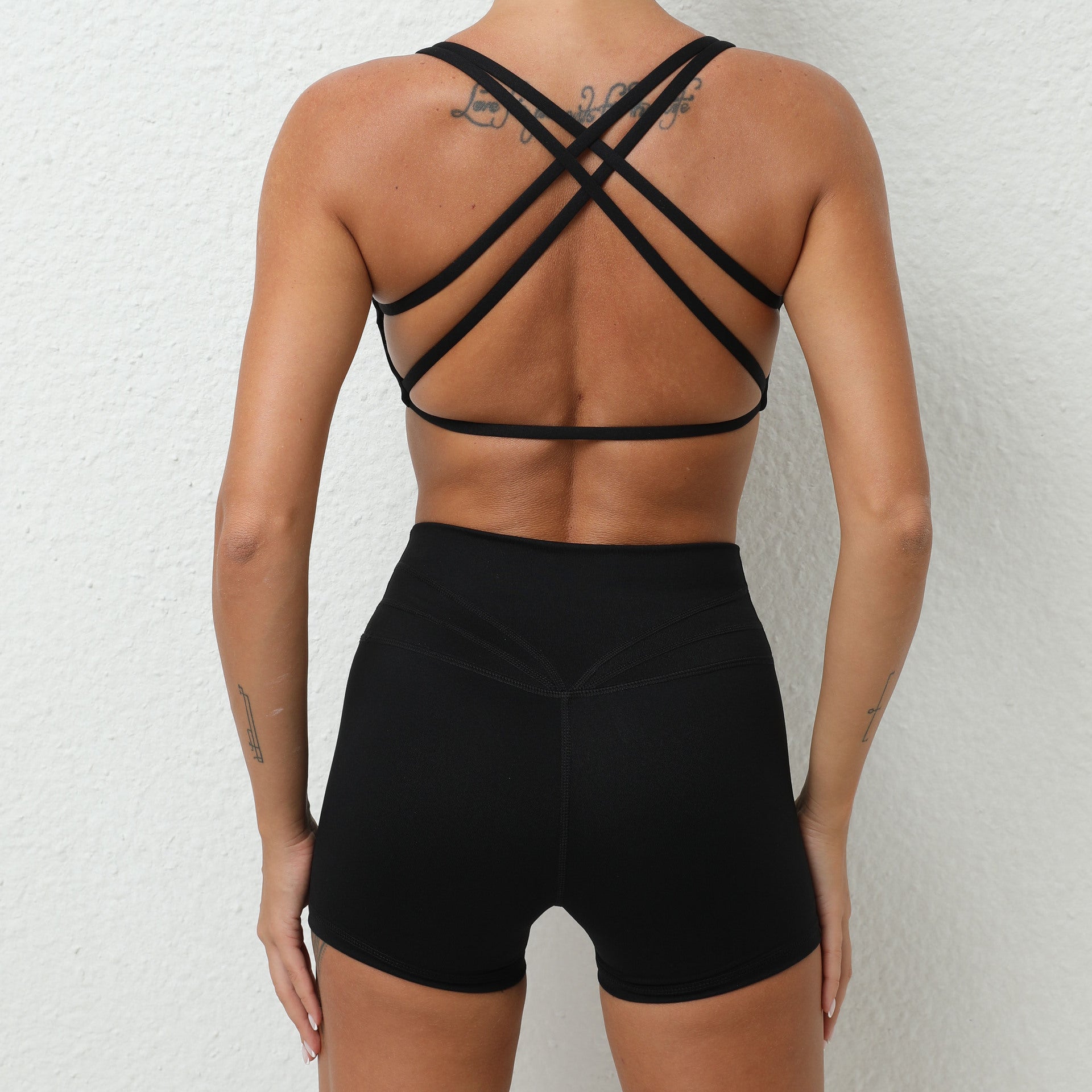 Cross Back Yoga Zweiteiliger Laufanzug mit schnelltrocknendem, engem Sport-Fitnessanzug