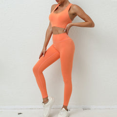 Yoga Suit Elastic Back Nude Feel Workout Quick Drying Breathable Sports Body Hugging Suit