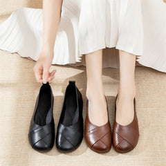 Women's Genuine Shallow Mouth Flat Bottom Slip-on