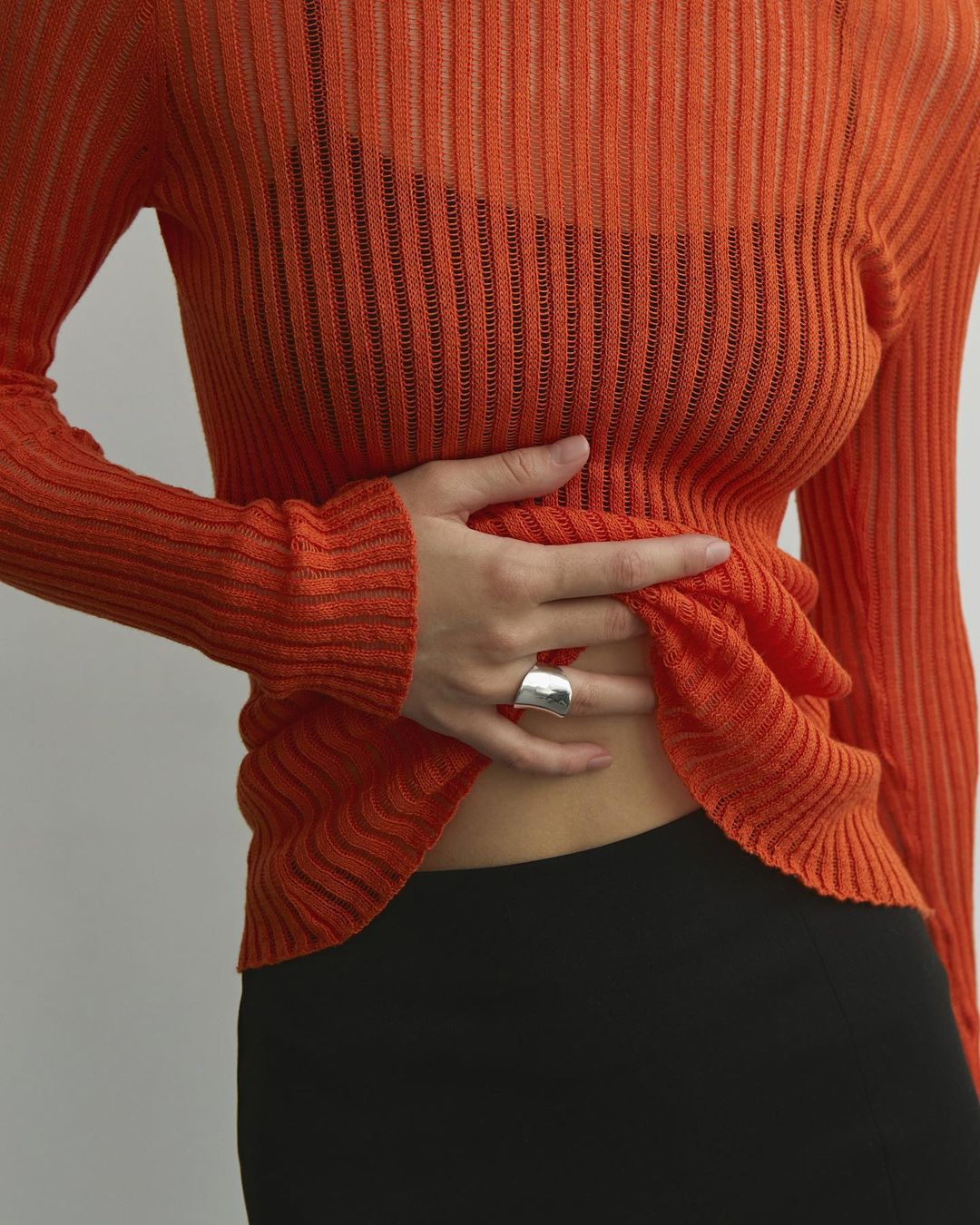 Long Sleeve round Neck Thin Breathable Knitted Wool Top