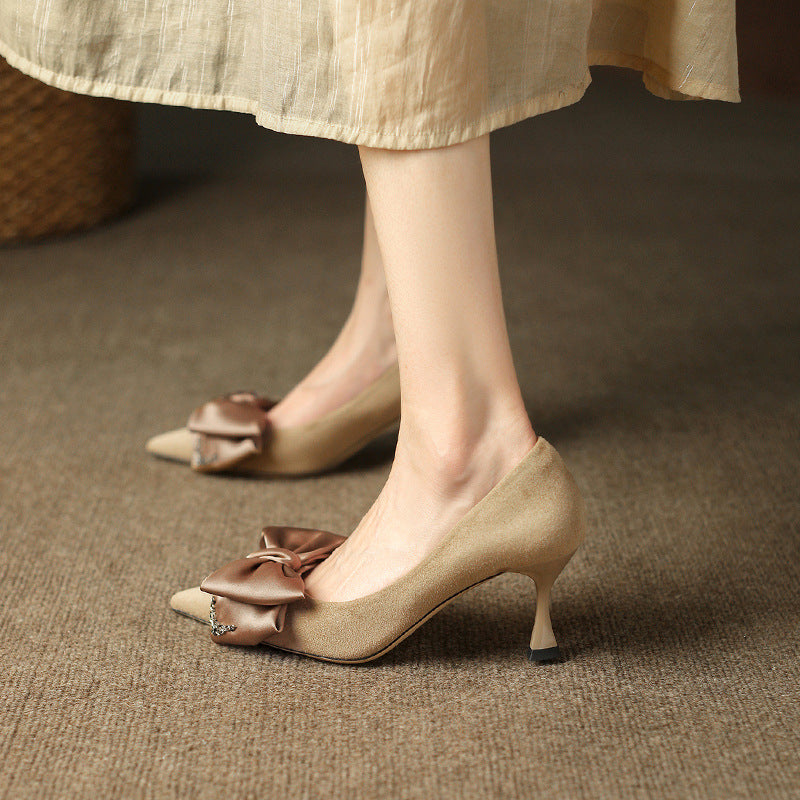 Women's Bowknot Autumn Authentic High Stiletto French