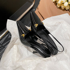 Women's Spring Black Patent Shallow Mouth