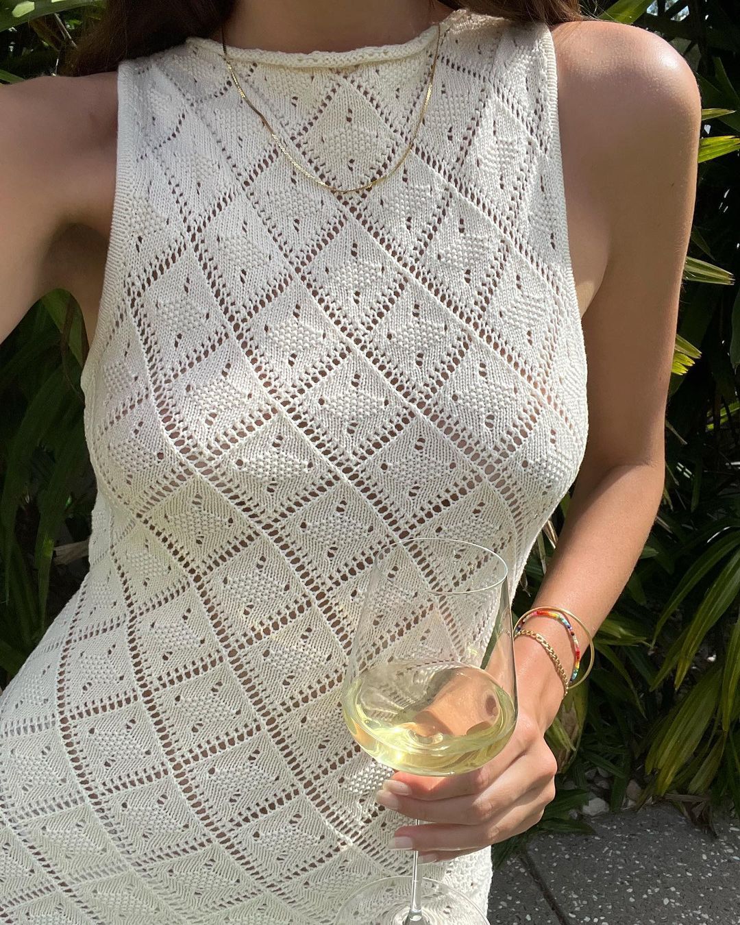 Robe de plage en maille ajourée et découpée, robe fendue en tricot