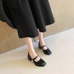 Women's Spring Mary Jane Retro Chunky Fat