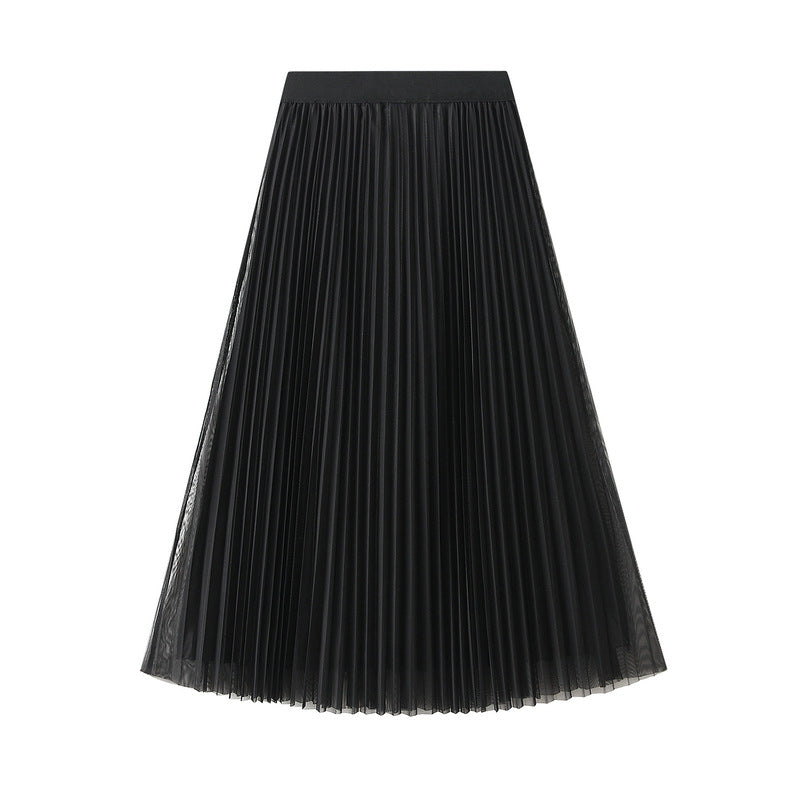 Veil Skirt High Waist Elastic Waist Tulle Skirt Pleated Skirt Two Sided