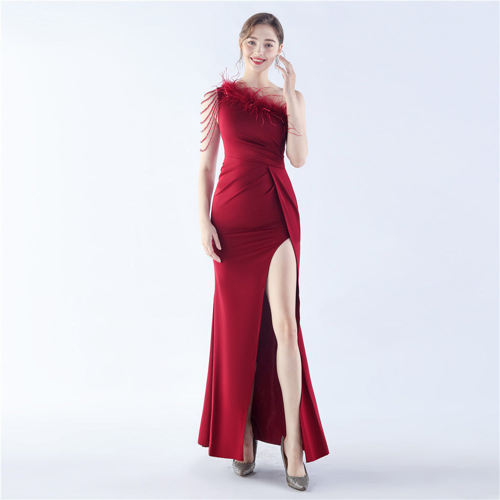 Handwerk Perlen Plus Straußenfeder Jahrestagung Zeremonie Hochzeit Abendkleid Winter