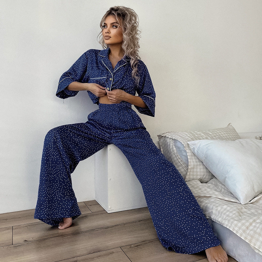 Polka Dot Pajamas Thin Cotton Silk Starry Sky Outer Wear Home