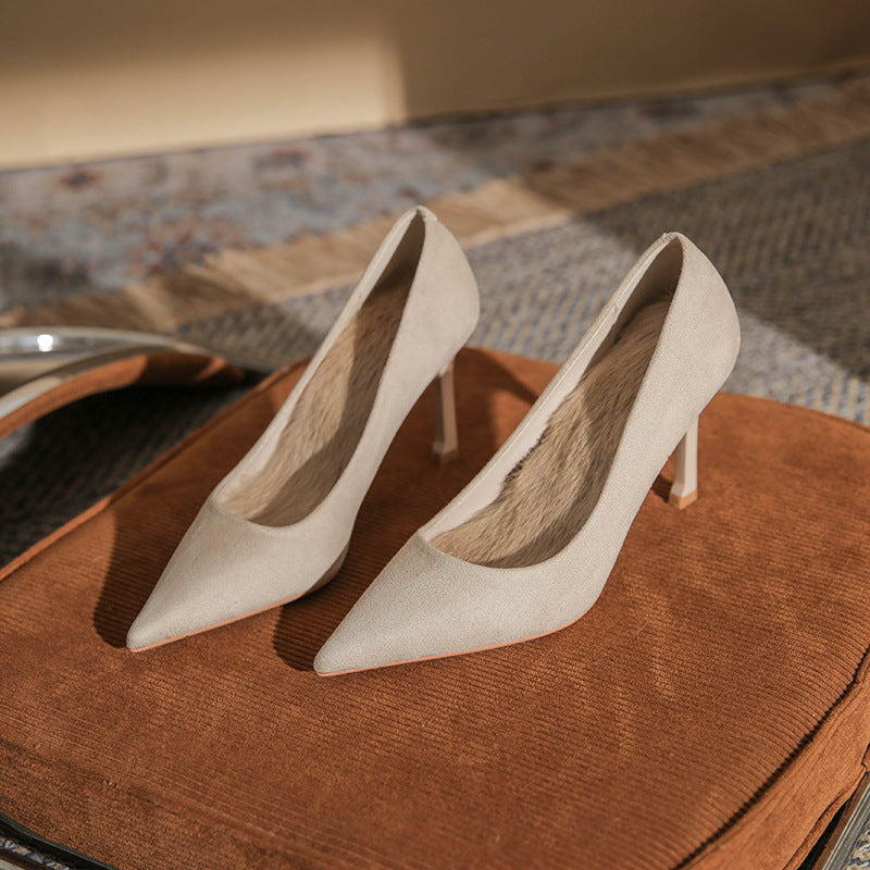 Damen Spitz High Stiletto Frühling Wildleder Heels