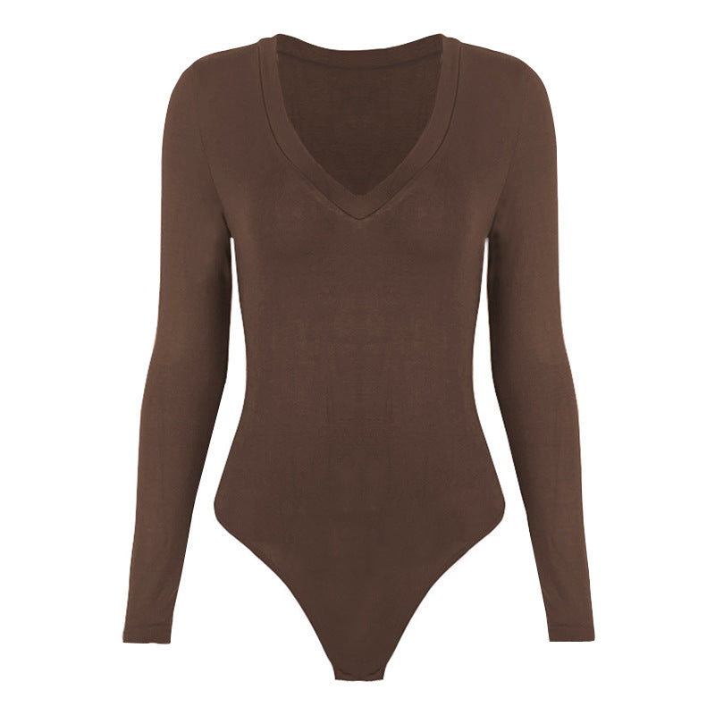 Bottoming Shirt Tight Modal Long Sleeve V-neck Bodysuit