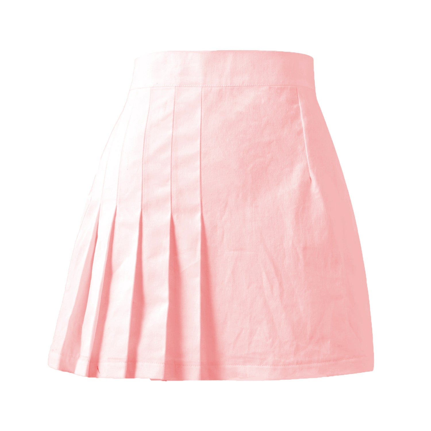 All-Match Solid Color Pleated Skirt Students Skirt High Waist Zipper Skirt