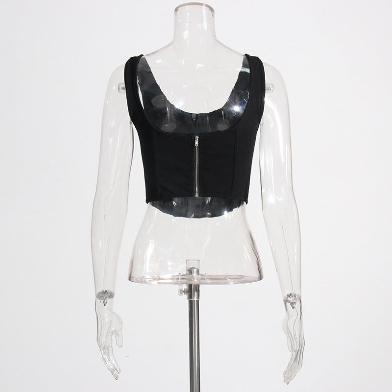 Suspenders Boning Corset Outer Wear Three Dimensional Tunic Belly Contracting Irregular Asymmetric Solid Color Vest