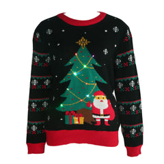 round Neck Christmas Tree Jacquard Sweater Led Luminous Christmas Sweater
