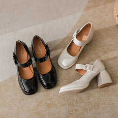 Women's Vintage Mary Jane French Round Toe Patent