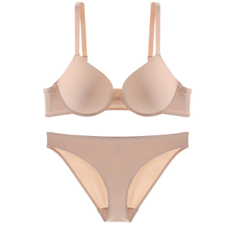Sous-vêtements basiques simples, doux, à armatures, push-up, petite taille de poitrine, soutien-gorge exagéré, croisé, dos nu, ensemble culotte