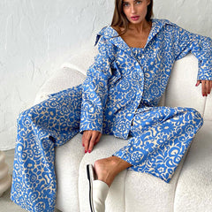 Early Long Sleeved Shirt Tube Top High Waist Trousers sets Printing Wear
