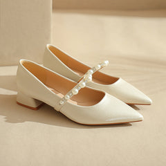 Women's Pointed Toe Chunky Single-layer Low-cut Low