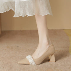 Women's French Style Gentle Retro Medium Chunky