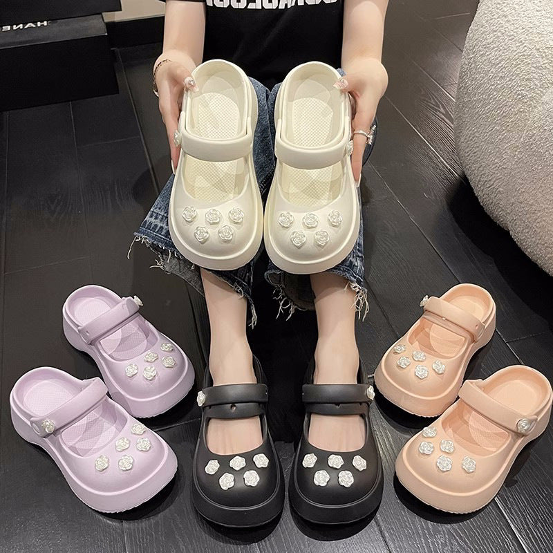 Women's Black Mary Jane For Summer Platform