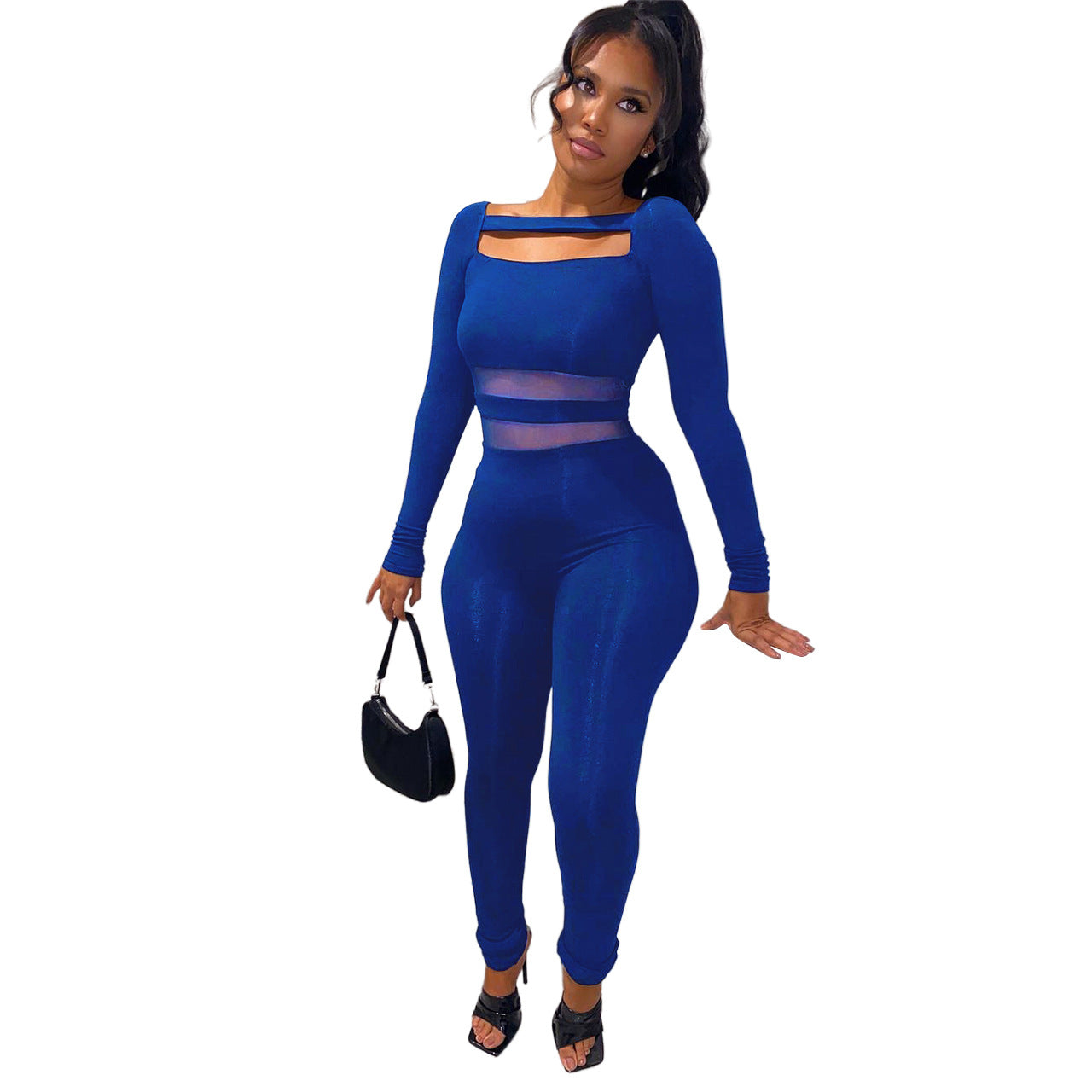 Perspective Mesh Stitching Casual Jumpsuit